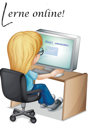 Mädchen lernt Email zu versenden